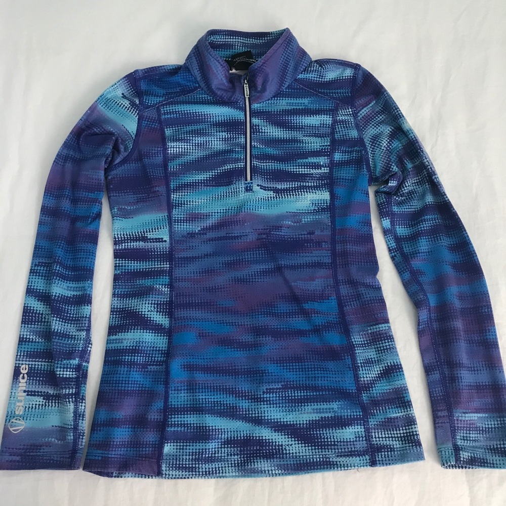 Girl Sunice blue and purple layering quarter-zip